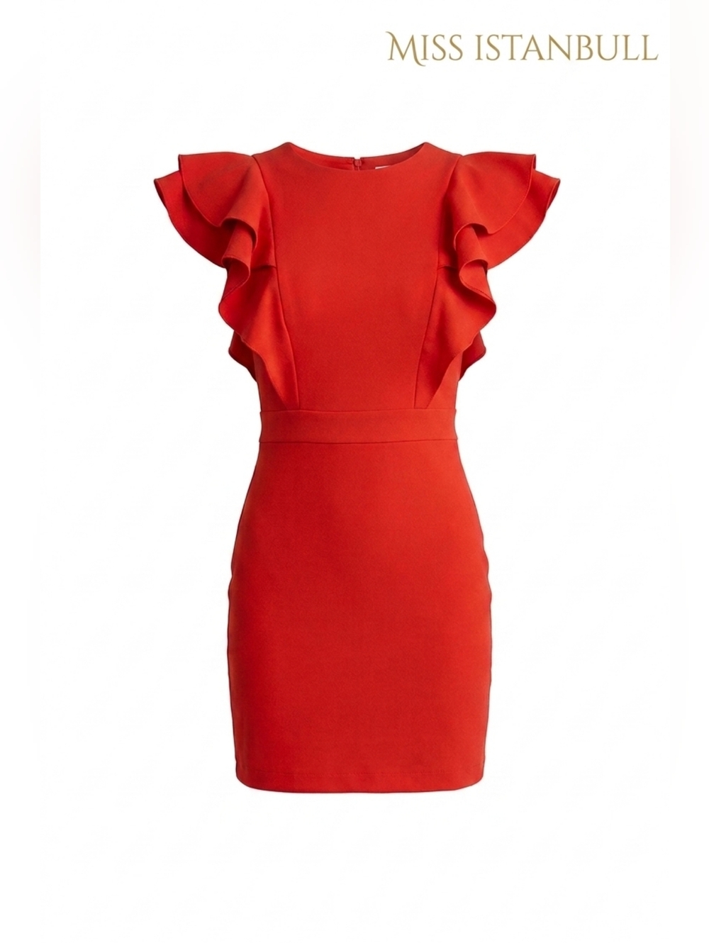 NWOT Miss Istanbull Turkey Red Ruffle Sleeve Bodycon Mini Dress - Size S (4)